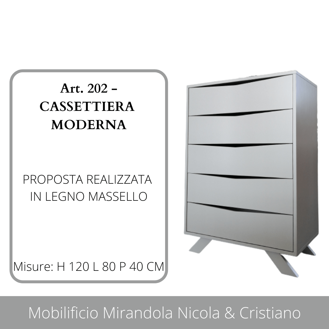 ART. 202 - CASSETTIERA MODERNA DESIGN CON PIEDINI IN LEGNO - Mobilificio  Mirandola