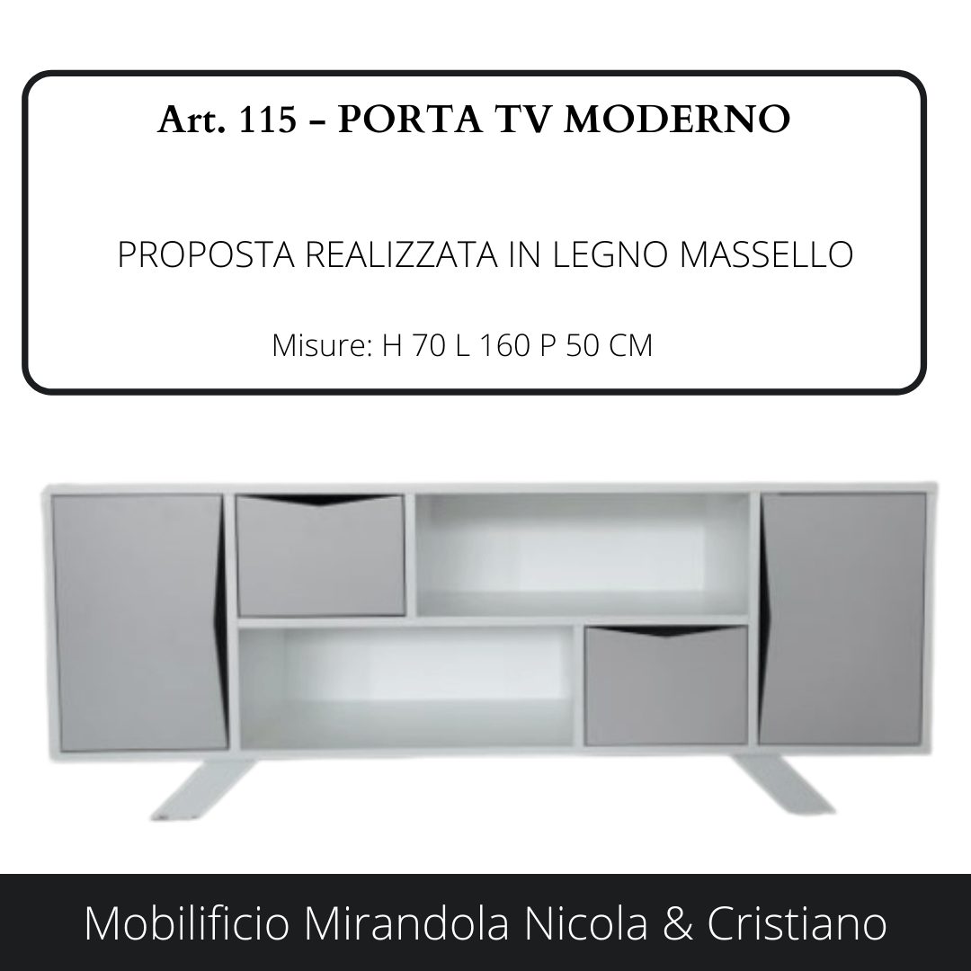 Art. 102: Porta tv arte povera in legno massello - Mobilificio Mirandola